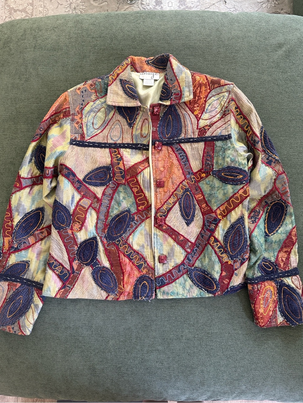 Anage Multicolor Patchwork Embroidered and Sequin Jacket